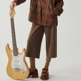 谜底七分直筒裤女2024冬新品通勤风复古高腰百搭休闲裤244MK1508