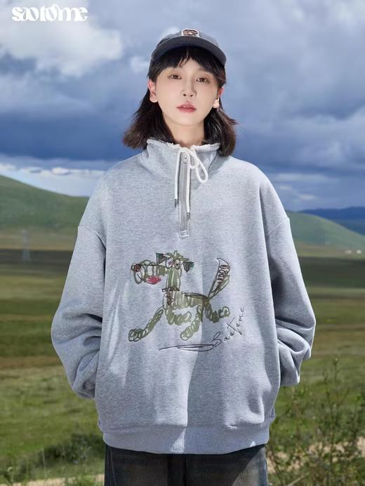 早乙女惠子saotome/STMWY243255/卷毛小狗半开领加绒卫衣 商品图1