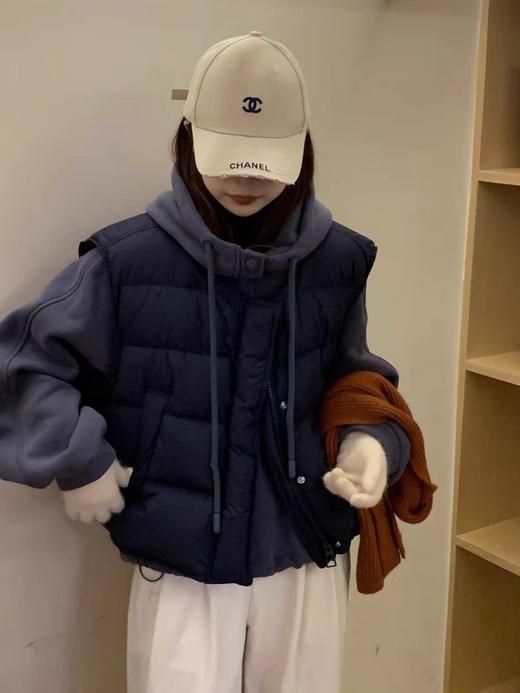 【YW】无忧购韩版宽松显瘦白鸭绒羽绒马甲+加绒连帽卫衣两件套24158#(截单后7天发货)25年清仓捡漏 商品图6