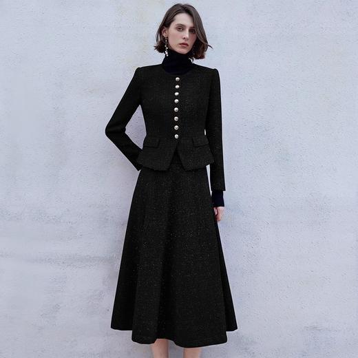 IWY/黑色高级感西装套裙气质名媛小香风时尚通勤两件套主持人职业套装C2045+S2098 商品图2