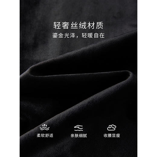 【专属特价】熙世界小香风花呢拼接丝绒连衣裙女秋冬季法式复古收腰假两件裙子 商品图3