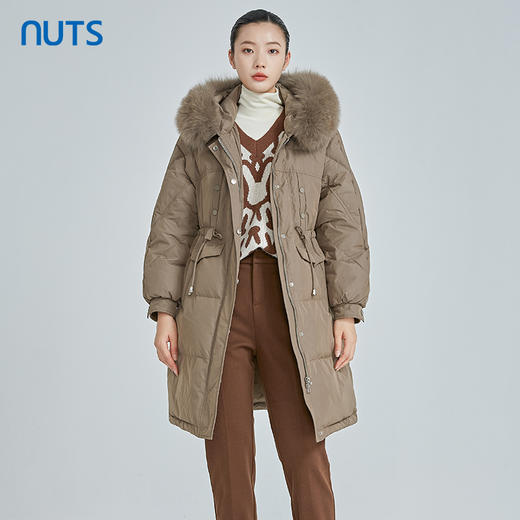 NUTS冬款气质时尚通勤连帽加厚保暖大码鸭绒长羽绒服女241093435 商品图4