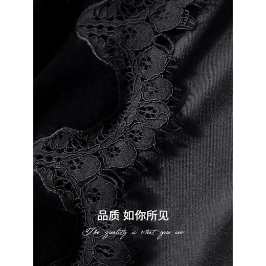 COCOBELLA优雅气质蕾丝拼接丝绒半身裙开叉直筒小黑裙HS3097 商品图4