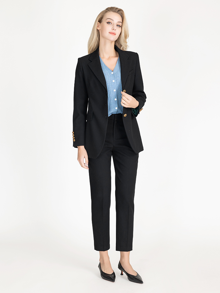 LIZZY秋季经典简约气质优雅高级感通勤修身显瘦西装外套7879