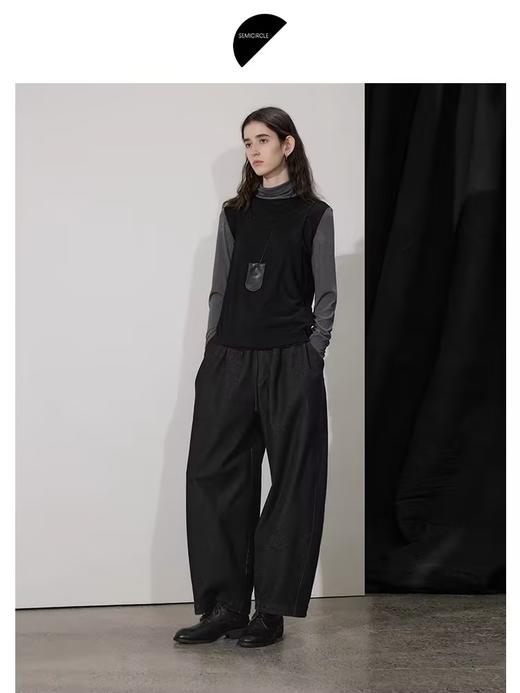 半圆/D24402440/加绒加厚休闲直筒裤子女牛仔裤 商品图2