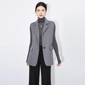 【高货wl】全新升级【铂金会员413/天猫559/差价146】(52416) 洛诗琳时尚通勤简约休闲西装领无袖双面羊绒毛呢马甲外套