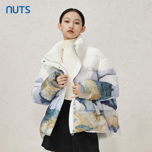 NUTS冬季新品防风立领时尚高级扎染保暖加厚短羽绒服女343091233 商品图1