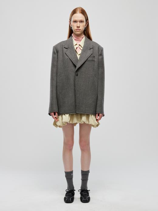 结构毛边西服外套 商品图0