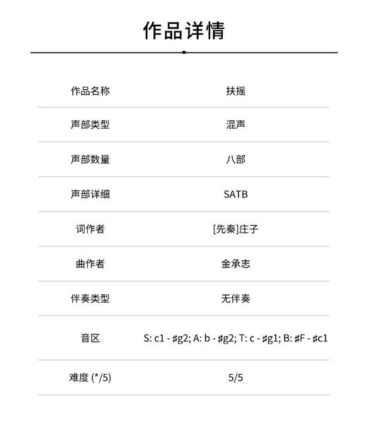 扶摇（金承志 曲）混声八部合唱 正版合唱乐谱「本作品已支持自助发谱 首次下单请注册会员 详询客服」 商品图1