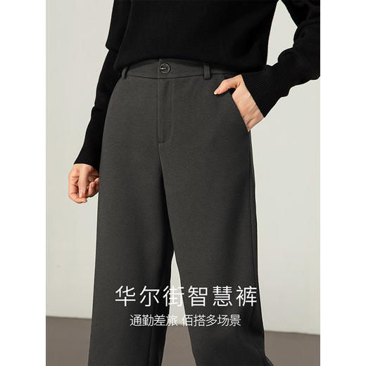 【年终特卖】熙世界八九分毛呢裤子女小个子秋冬加厚直筒西装裤宽松休闲阔腿裤 商品图2