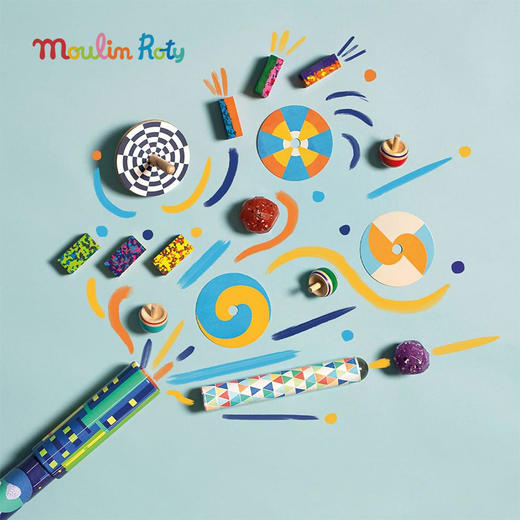 Moulin Roty 图纹木纺陀螺 适合4岁+ 魔术般神奇的视觉效果 小小奇迹系列 法国品牌-711249 商品图1