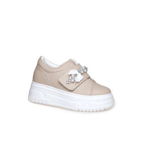 豪麟名鞋奥莱迪嘉女鞋时尚休闲鞋牛皮革DJJGA42WX022杏色  原价1960元