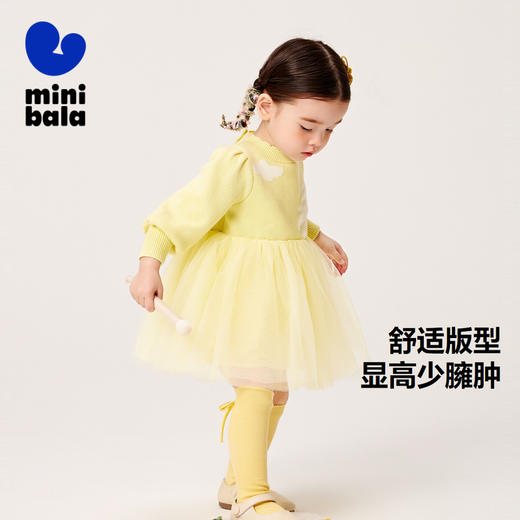 【网纱连衣裙】迷你巴拉女童连衣裙亲肤纯棉拼接甜美泡泡袖 商品图1