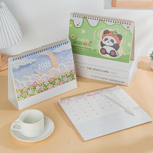 【双线圈加固台历】2025年新款定制创意桌面月历商务办公计划日历本简约纸质蛇年台历。ry 商品图1