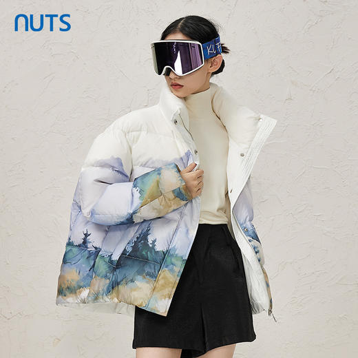 NUTS冬季新品防风立领时尚高级扎染保暖加厚短羽绒服女343091233 商品图2
