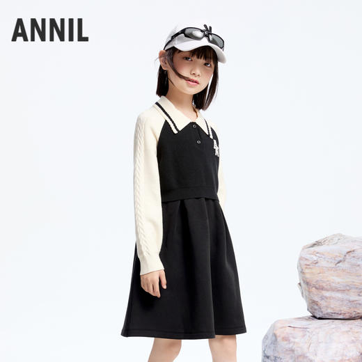 女童假两件毛衣裙冬季新款安奈儿童装实体店同款AG443800 商品图2