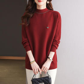 CC-15-2293配大衣的半高领毛衣女中长款秋冬2024新款内搭中款针织打底衫洋气