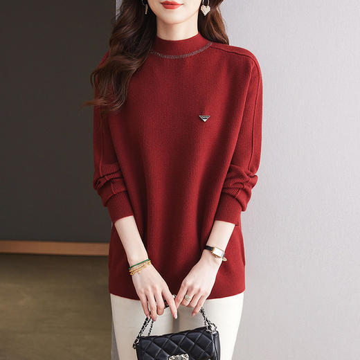 CC-15-2293配大衣的半高领毛衣女中长款秋冬2024新款内搭中款针织打底衫洋气 商品图0