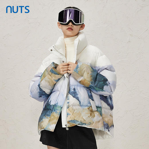 NUTS冬季新品防风立领时尚高级扎染保暖加厚短羽绒服女343091233 商品图0