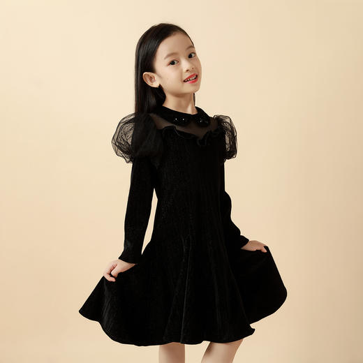 【断码合集】pureshare 蓬纱馆女童连衣裙秋装新款洋气气质丝绒礼服裙演出生日 商品图3