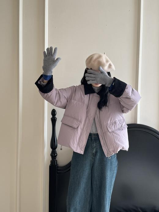 【YW】无忧购韩版休闲宽松撞色拼接羽绒服外套24170 商品图2