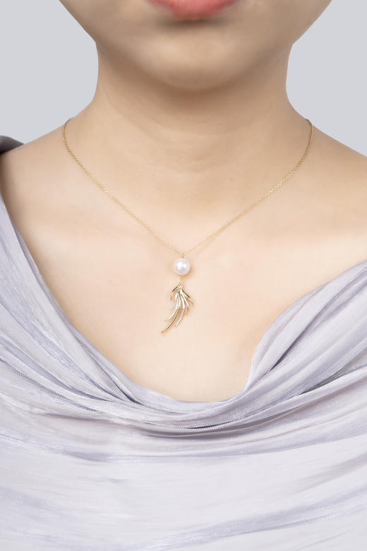 「羽」Akoya珍珠14k金吊坠 商品图2