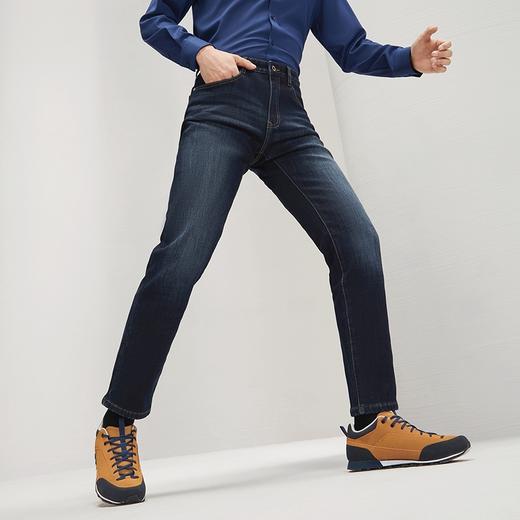 【含羊毛】柒牌男士牛仔裤2024冬季厚款时尚休闲加绒保暖直筒长裤	127H71570 商品图1