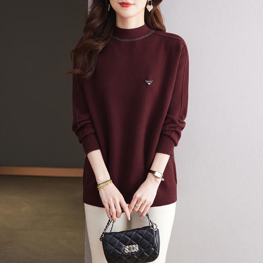 CC-15-2293配大衣的半高领毛衣女中长款秋冬2024新款内搭中款针织打底衫洋气 商品图2