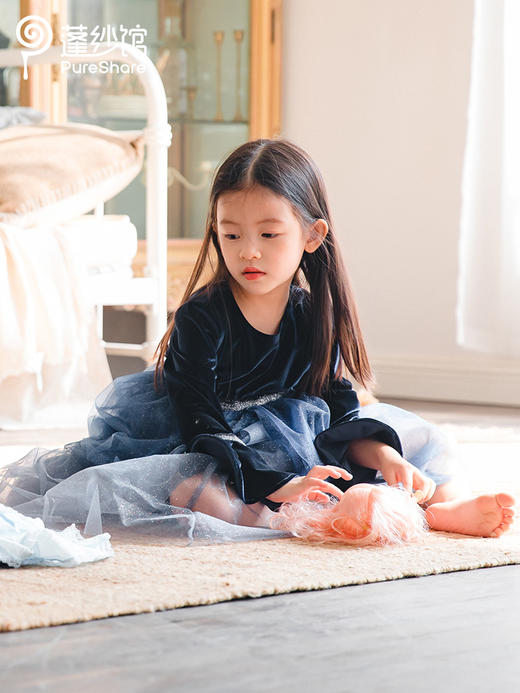 【断码合集】pureshare 蓬纱馆女童连衣裙秋装新款洋气气质丝绒礼服裙演出生日 商品图6