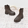 经典鲨2024年冬季新款百搭圆头加绒保暖平底后拉链短筒靴女KW385-D58021 商品缩略图6