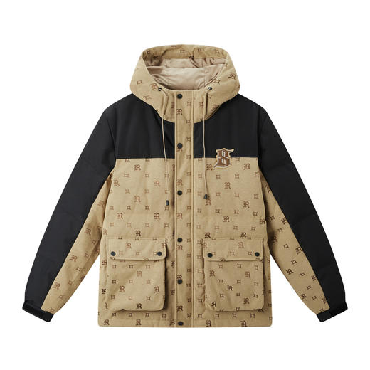 gxg.jeans男装冬季羽绒服 潮流撞色满印老花设计短款连帽羽绒服JED1Y200284 商品图4