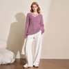 西遇短款V领套头毛衣女冬季新款紫色小众交叉设计感上衣D0044042 商品缩略图1