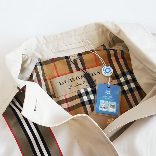 【95新】Burberry博柏利米灰色拼格纹风衣100%棉UK 8码（175/84A）女士现售价：3700！121124TJ18 商品图2