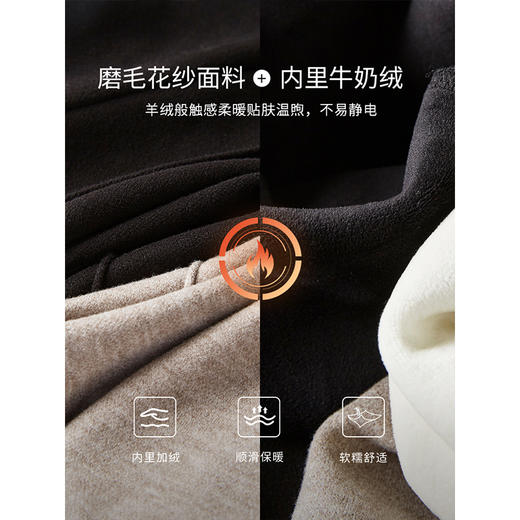 【年终特卖】熙世界窄版阔腿裤女加绒加厚磨毛休闲直筒裤糯米长裤2025秋冬新款 商品图3