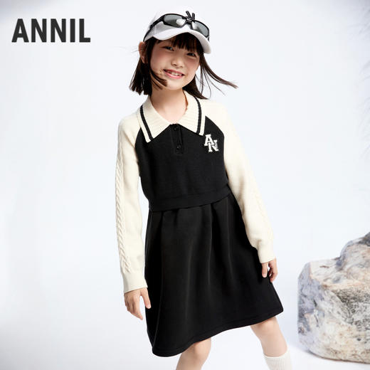 女童假两件毛衣裙冬季新款安奈儿童装实体店同款AG443800 商品图0