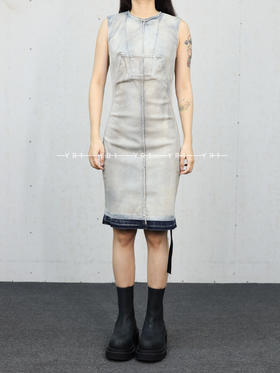 Rick Owens Drkshdw｜天空色弹力牛仔布碎片连衣裙