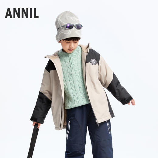 男童三防拼色棉衣中长款冬季新款安奈儿童装实体店同款AB445783 商品图2