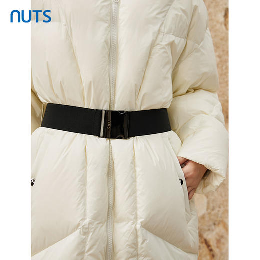 NUTS冬季白色简约收腰气质立领加厚保暖鸭绒长羽绒服女344091011 商品图2