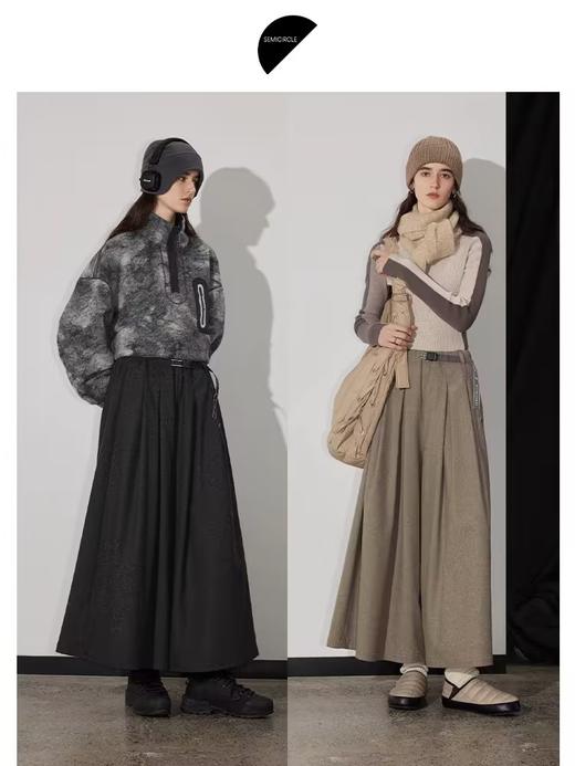 半圆/D24401706/加厚羊毛裤子女宽松阔腿裤裙裤 商品图1