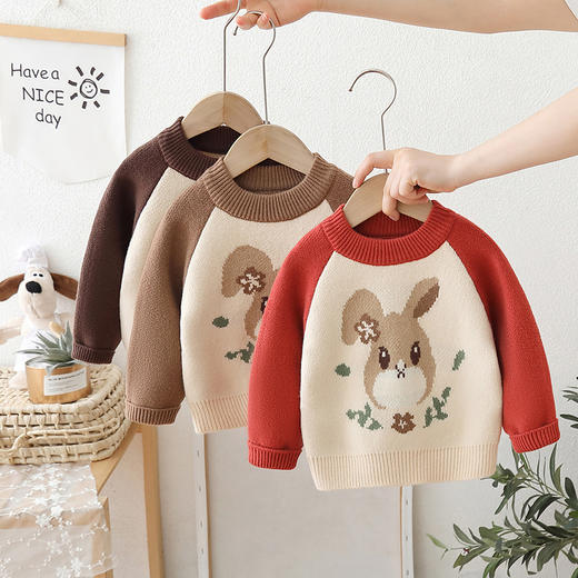 【秋冬新款，童趣卡通，暖意十足】新款女童毛衣套头 卡通中小童秋冬装 儿童针织内搭加厚毛衣-QQ 商品图0