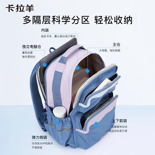 【云朵书包2.0PLUS版】卡拉羊中学生六维防下坠24L/26L云朵书包 破晓 CX5115/L 商品图7