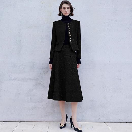 IWY/黑色高级感西装套裙气质名媛小香风时尚通勤两件套主持人职业套装C2045+S2098 商品图0