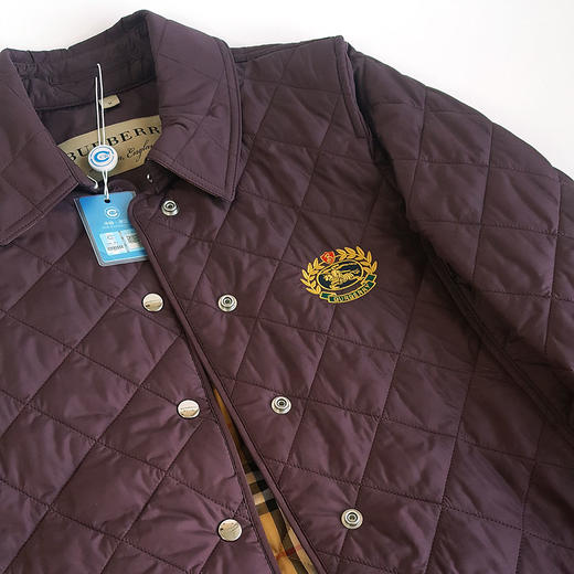 【95新】Burberry博柏利紫色战马徽标菱格棉服100%聚酯纤维M码（175/92A）女士现售价：3700！121124TJ10 商品图4