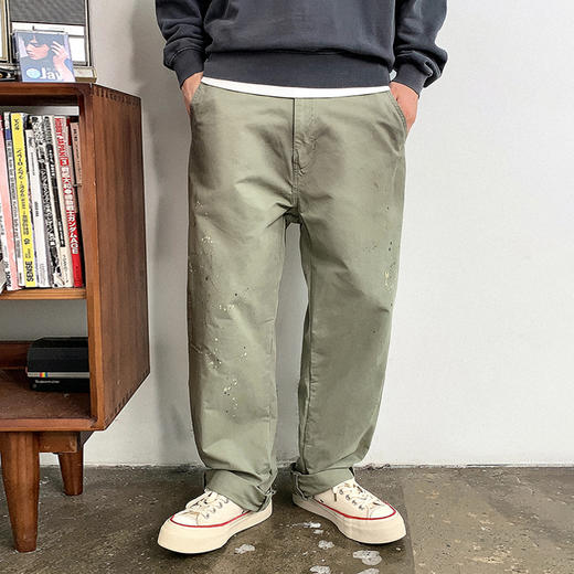 徐太浪日系高级感泼墨纯棉休闲裤男秋季通勤裤子宽松复古潮流长裤 商品图0