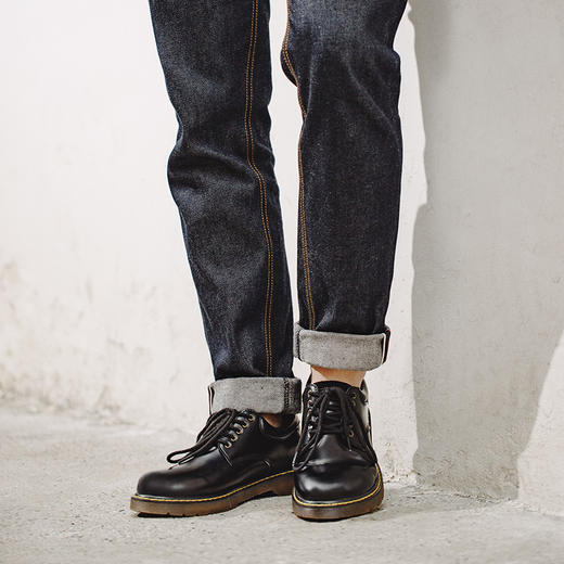 【马登男鞋】黑色低帮大头鞋夏季商务男鞋休闲工装鞋英伦风马丁靴正装真皮鞋子 商品图4