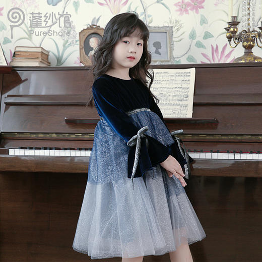 【断码合集】pureshare 蓬纱馆女童连衣裙秋装新款洋气气质丝绒礼服裙演出生日 商品图8