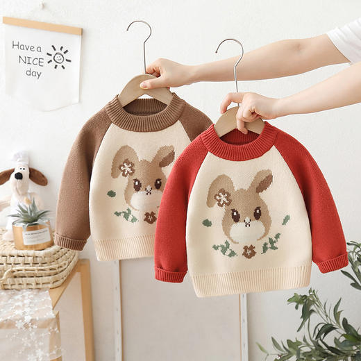 【秋冬新款，童趣卡通，暖意十足】新款女童毛衣套头 卡通中小童秋冬装 儿童针织内搭加厚毛衣-QQ 商品图1