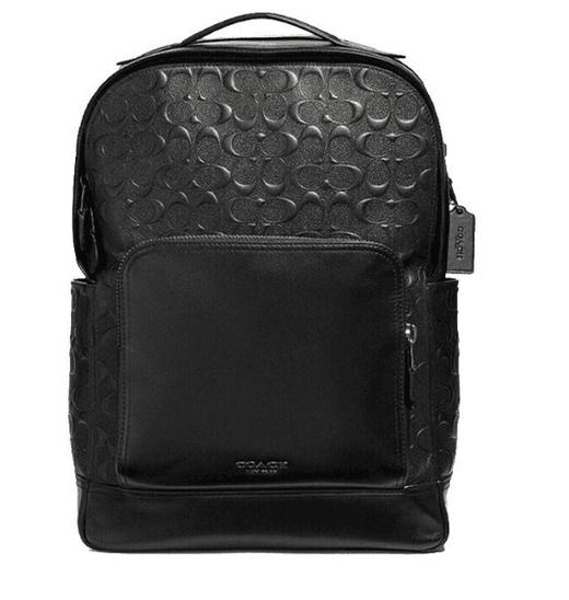 【中检鉴定】【专柜版】COACH蔻驰经典 双肩包 白蓝条纹日常出行时尚简约休闲 黑色 棕色 浮雕 中检机构发出后非质量问题不退不换 商品图0