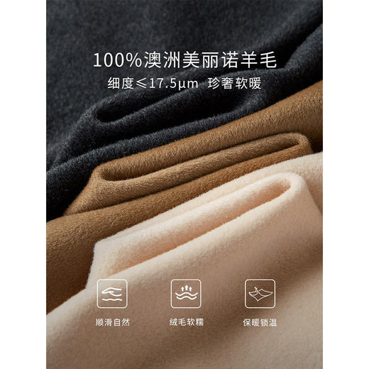 【年终特卖】熙世界澳洲美丽诺羊毛大衣女短款2025冬装新款羊绒翻领毛呢外套 商品图3