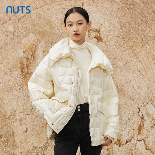 NUTS冬季新品纯色韩版设计感时尚保暖中羽绒服女342091118 商品图0